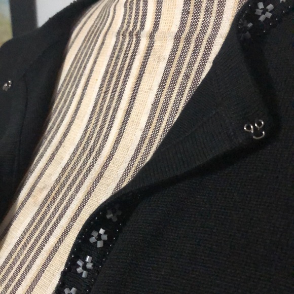 August Silk 100% Silk Black Open Cardigan with embellished trim Small - Picture 4 of 9